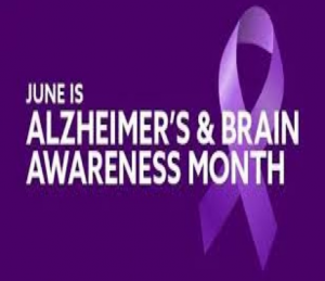 Purple Ribbon. June is Alzheimer's & Brain Awareness Month