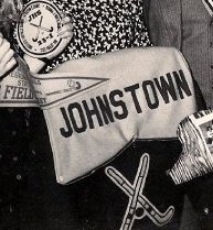 vintage blanket featuring Johnstown name with hockey sticks