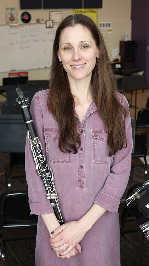 Jennifer Casey poses with an oboe