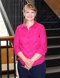 Ruthie Cook poses in the stairwell