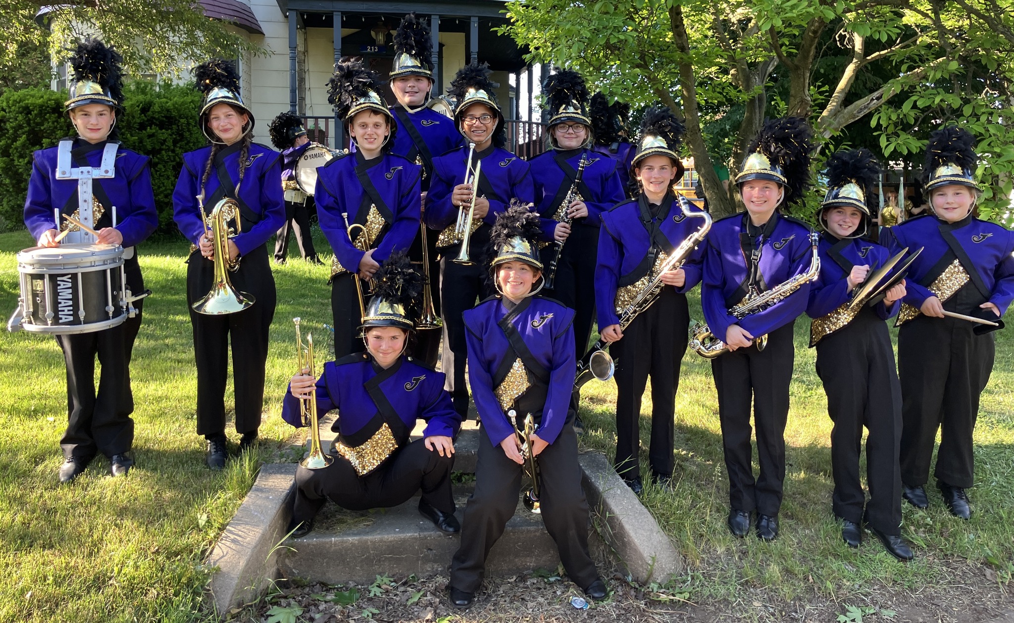 Members of the Johnstown Marching Band pose together before the Memorial Day PArade