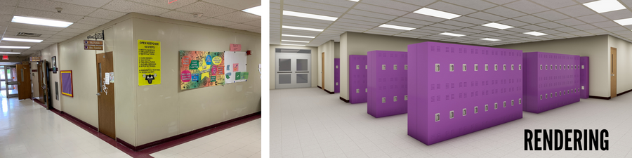 Warren Elementary rendering of lockers inside school