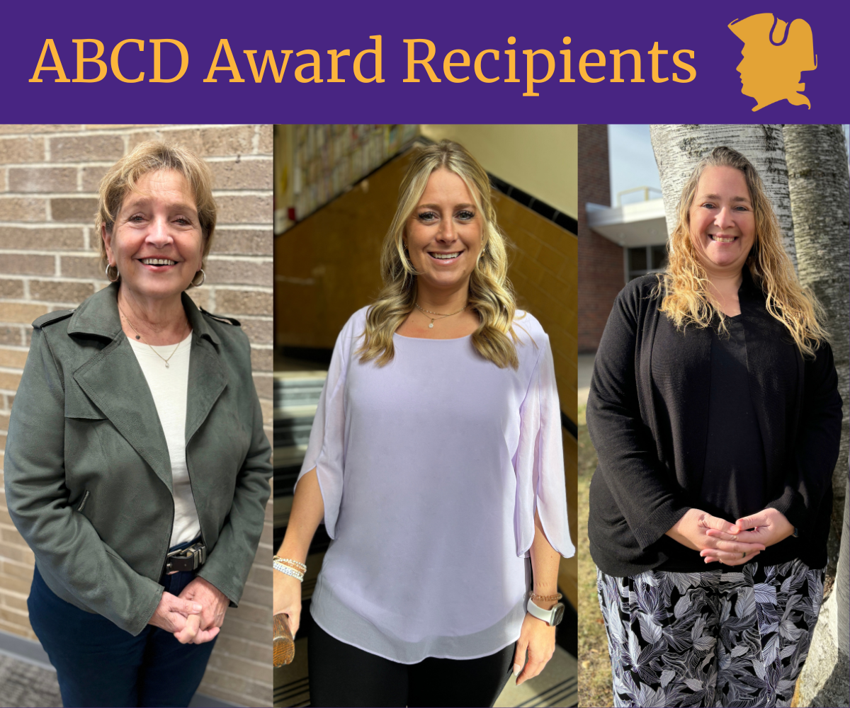 three women pose, with a graphic and text that reads "ABCD Award Recipients"