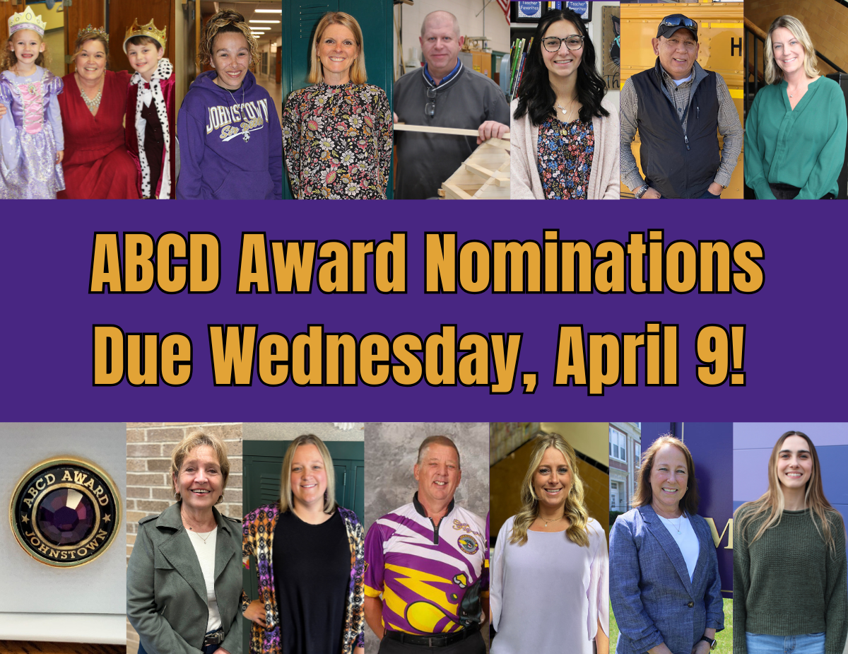 a montage of smiling teachers with the text "ABCD Award Nominations Due Wednesday, April 9!"